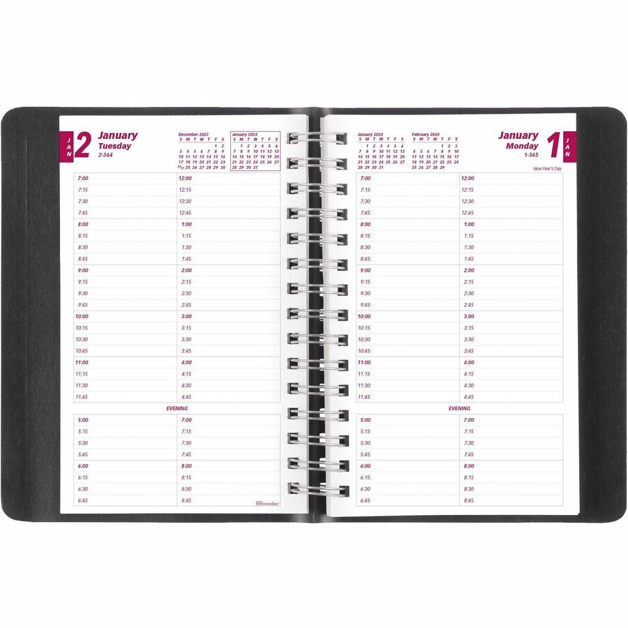 brownline-daily-planner-julian-dates-daily-1-year-january-2024-december-2024-700-am-to-845-pm-quarter-hourly-1-day-single-page-layout-5-x-8-sheet-size-twin-wire-desktop-black-coverphone-directory-address-directory-1-eac_redcb800blk - 6