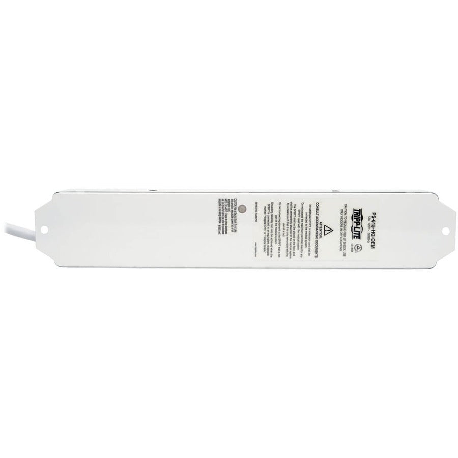 Medical-Grade Power Strip for Patient-Care Vicinity, 6 Outlets, 15 ft Cord, White