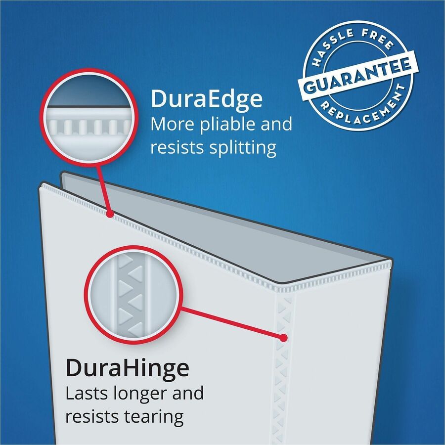 Durable View Binder with DuraHinge and Slant Rings, 3 Rings, 1" Capacity, 11 x 8.5, Blue