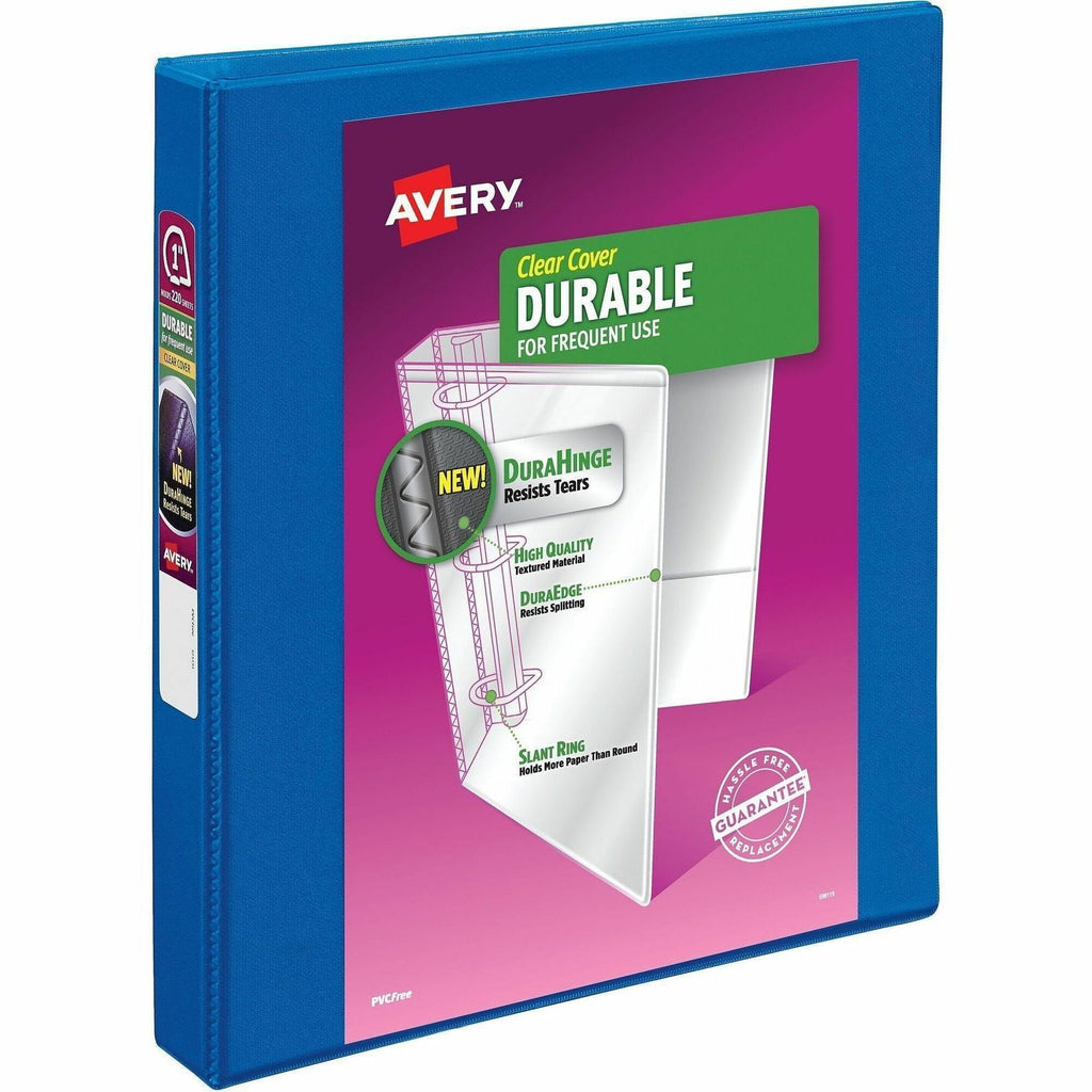 Durable View Binder with DuraHinge and Slant Rings, 3 Rings, 1" Capacity, 11 x 8.5, Blue