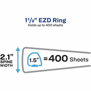 Heavy-Duty View Binder with DuraHinge, One Touch EZD Rings/Extra-Wide Cover, 3 Ring, 1.5" Capacity, 11 x 8.5, White, (1319)