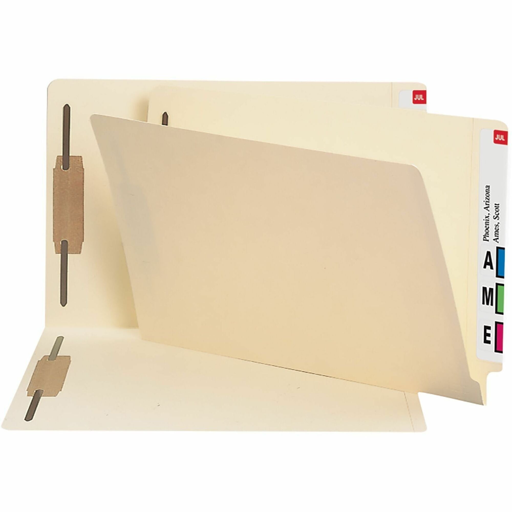 End Tab Fastener Folders with Reinforced Straight Tabs, 14-pt Manila, 2 Fasteners, Legal Size, Manila Exterior, 50/Box