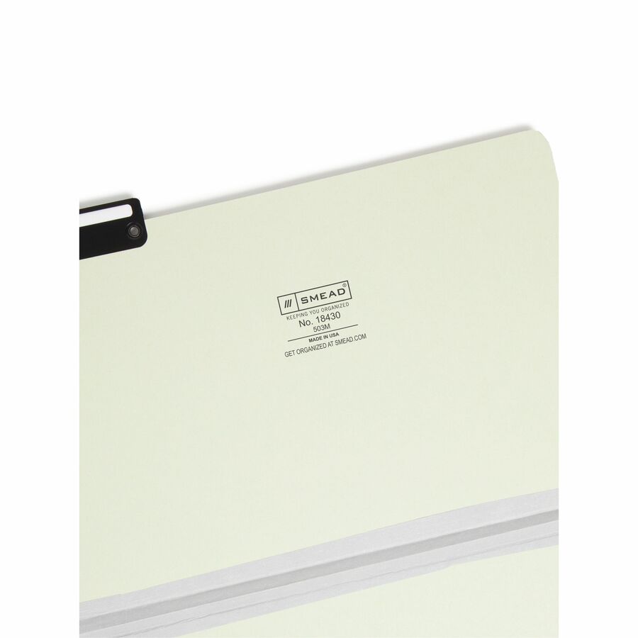 Recycled Heavy Pressboard File Folders with Insertable 1/3-Cut Metal Tabs, Legal Size, 1" Expansion, Gray-Green, 25/Box