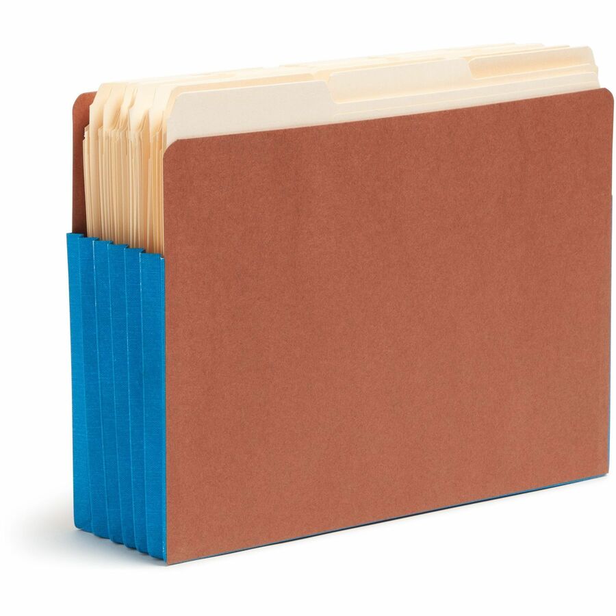 Redrope Drop-Front End Tab File Pockets, Fully Lined 6.5" High Gussets, 5.25" Expansion, Letter Size, Redrope/Blue, 10/Box