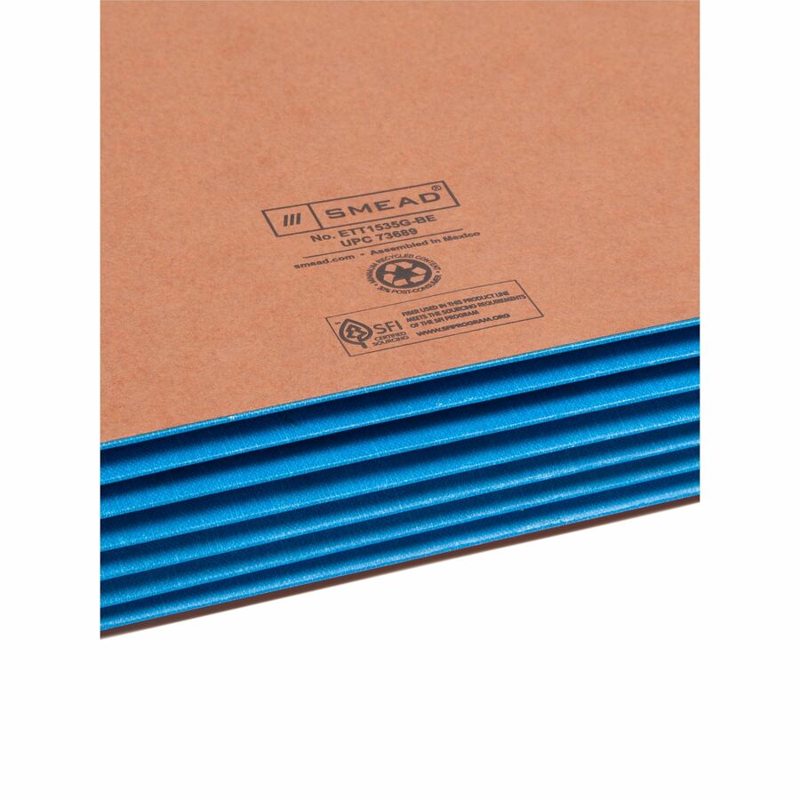 Redrope Drop-Front End Tab File Pockets, Fully Lined 6.5" High Gussets, 5.25" Expansion, Letter Size, Redrope/Blue, 10/Box