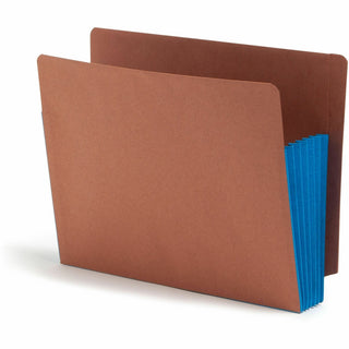 Redrope Drop-Front End Tab File Pockets, Fully Lined 6.5" High Gussets, 5.25" Expansion, Letter Size, Redrope/Blue, 10/Box