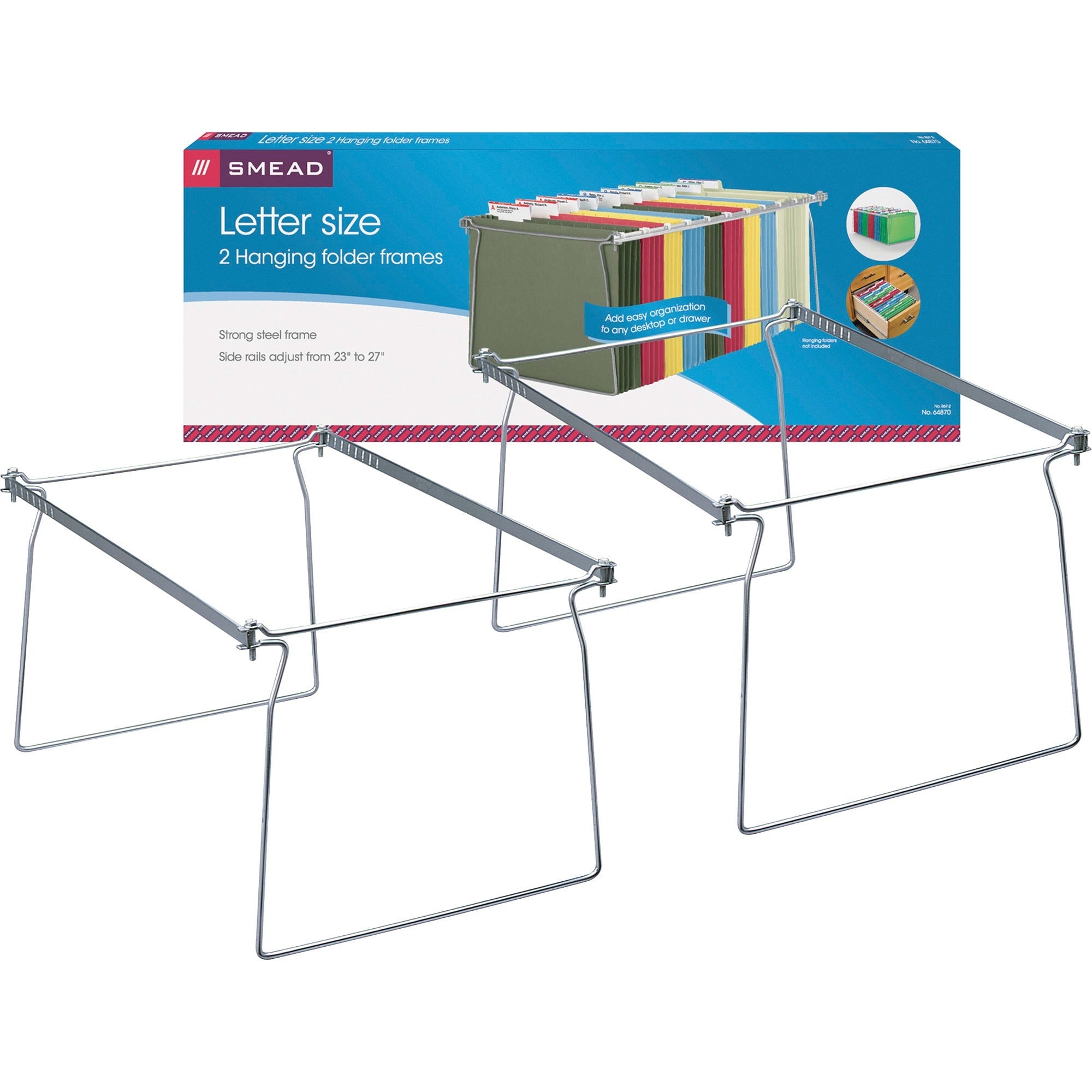 Smead Hanging Folder Frames - Letter - 23"-27" Long - Steel - Gray - 2 / Pack - 