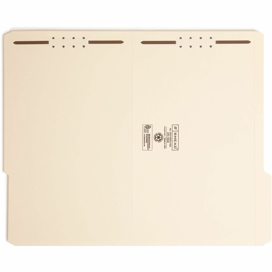Top Tab Fastener Folders, 1/3-Cut Tabs: Right, 0.75" Expansion, 2 Fasteners, Legal Size, Manila Exterior, 50/Box