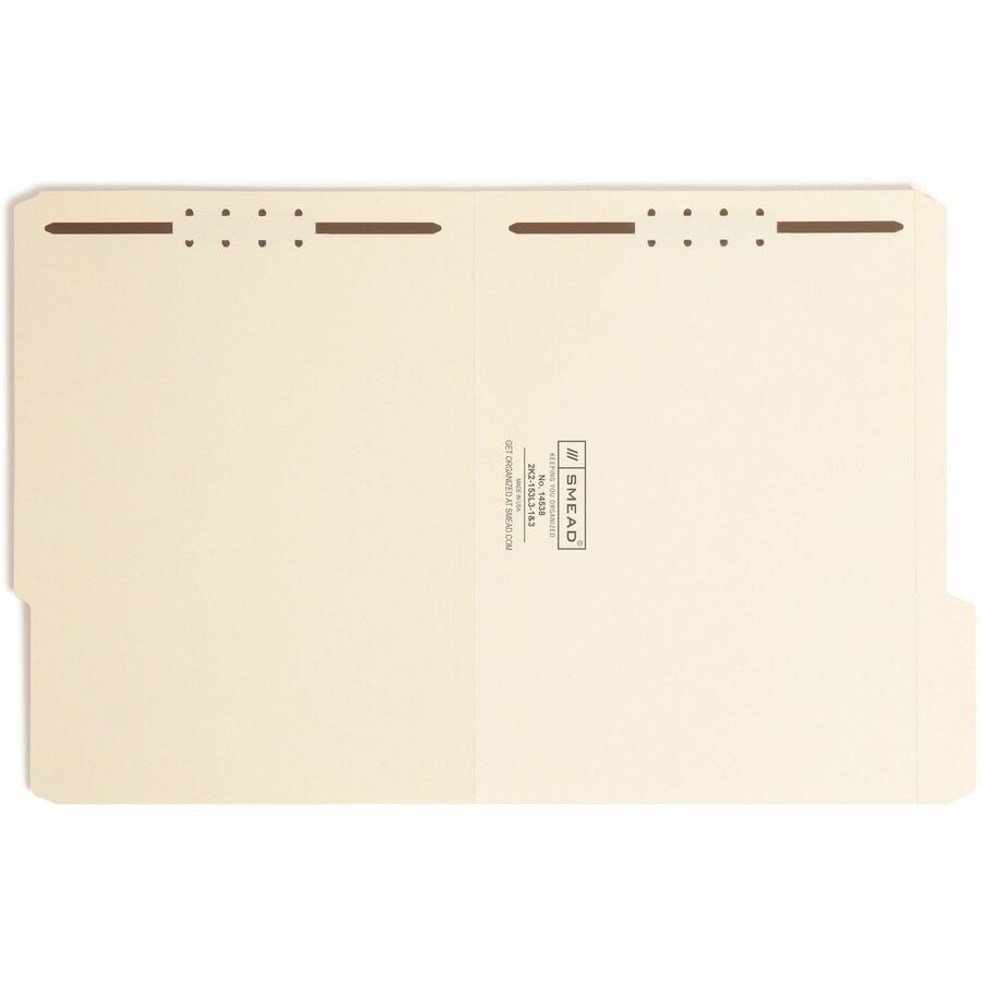 Top Tab Fastener Folders, 1/3-Cut Tabs: Right, 0.75" Expansion, 2 Fasteners, Letter Size, Manila Exterior, 50/Box