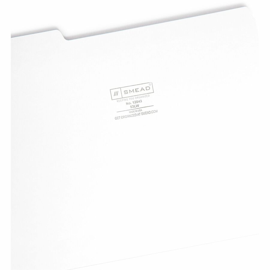 Colored File Folders, 1/3-Cut Tabs: Assorted, Letter Size, 0.75" Expansion, White, 100/Box