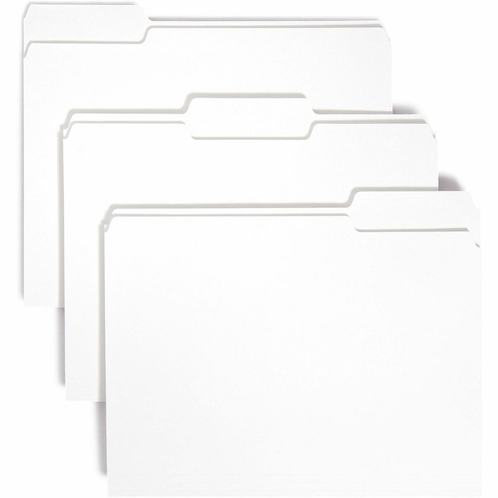 Colored File Folders, 1/3-Cut Tabs: Assorted, Letter Size, 0.75" Expansion, White, 100/Box