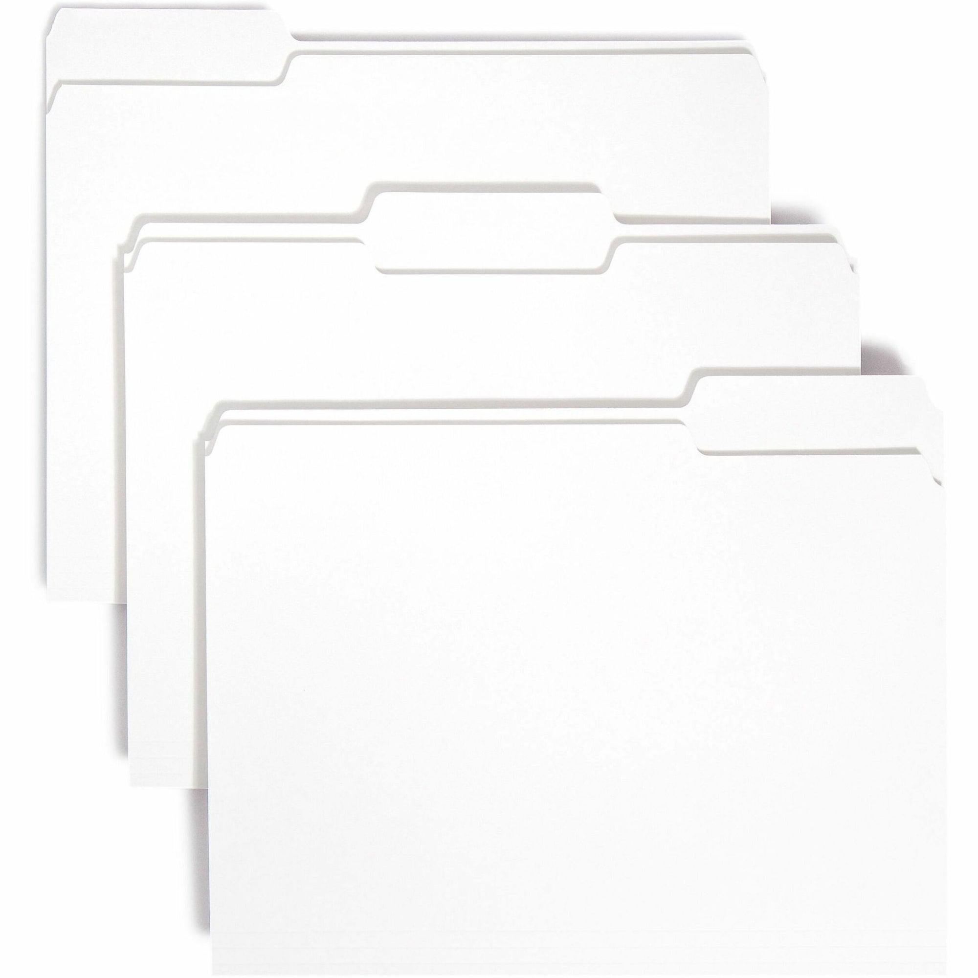 Colored File Folders, 1/3-Cut Tabs: Assorted, Letter Size, 0.75" Expansion, White, 100/Box