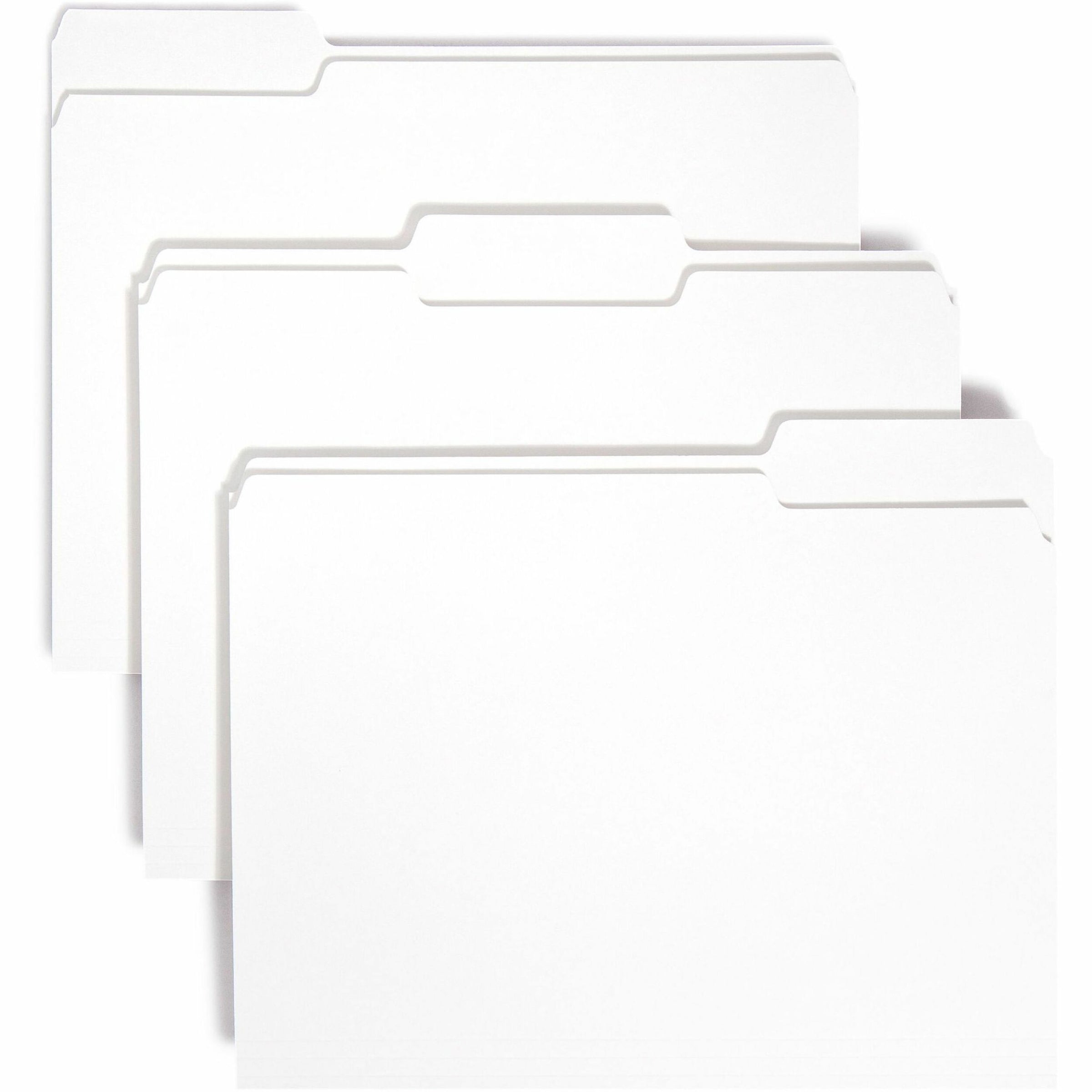 Colored File Folders, 1/3-Cut Tabs: Assorted, Letter Size, 0.75" Expansion, White, 100/Box