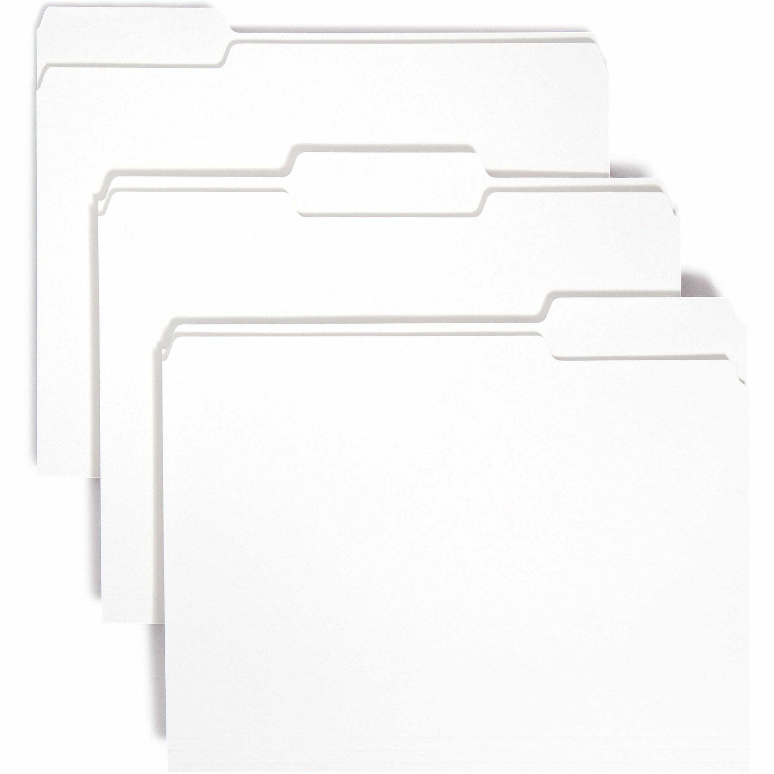 Colored File Folders, 1/3-Cut Tabs: Assorted, Letter Size, 0.75" Expansion, White, 100/Box