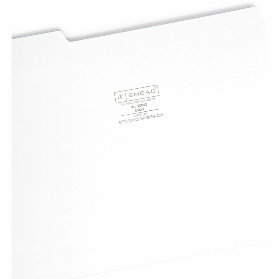Colored File Folders, 1/3-Cut Tabs: Assorted, Letter Size, 0.75" Expansion, White, 100/Box