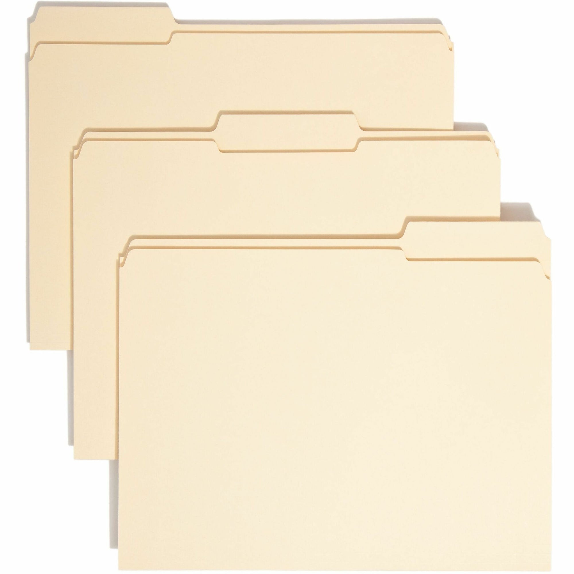 100% Recycled Reinforced Top Tab File Folders, 1/3-Cut Tabs: Assorted, Letter Size, 0.75" Expansion, Manila, 100/Box