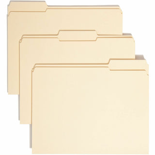 100% Recycled Reinforced Top Tab File Folders, 1/3-Cut Tabs: Assorted, Letter Size, 0.75" Expansion, Manila, 100/Box