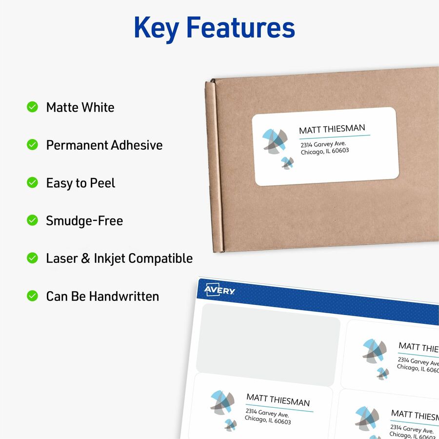Shipping Labels w/ TrueBlock Technology, Inkjet Printers, 2 x 4, White, 10/Sheet, 10 Sheets/Pack