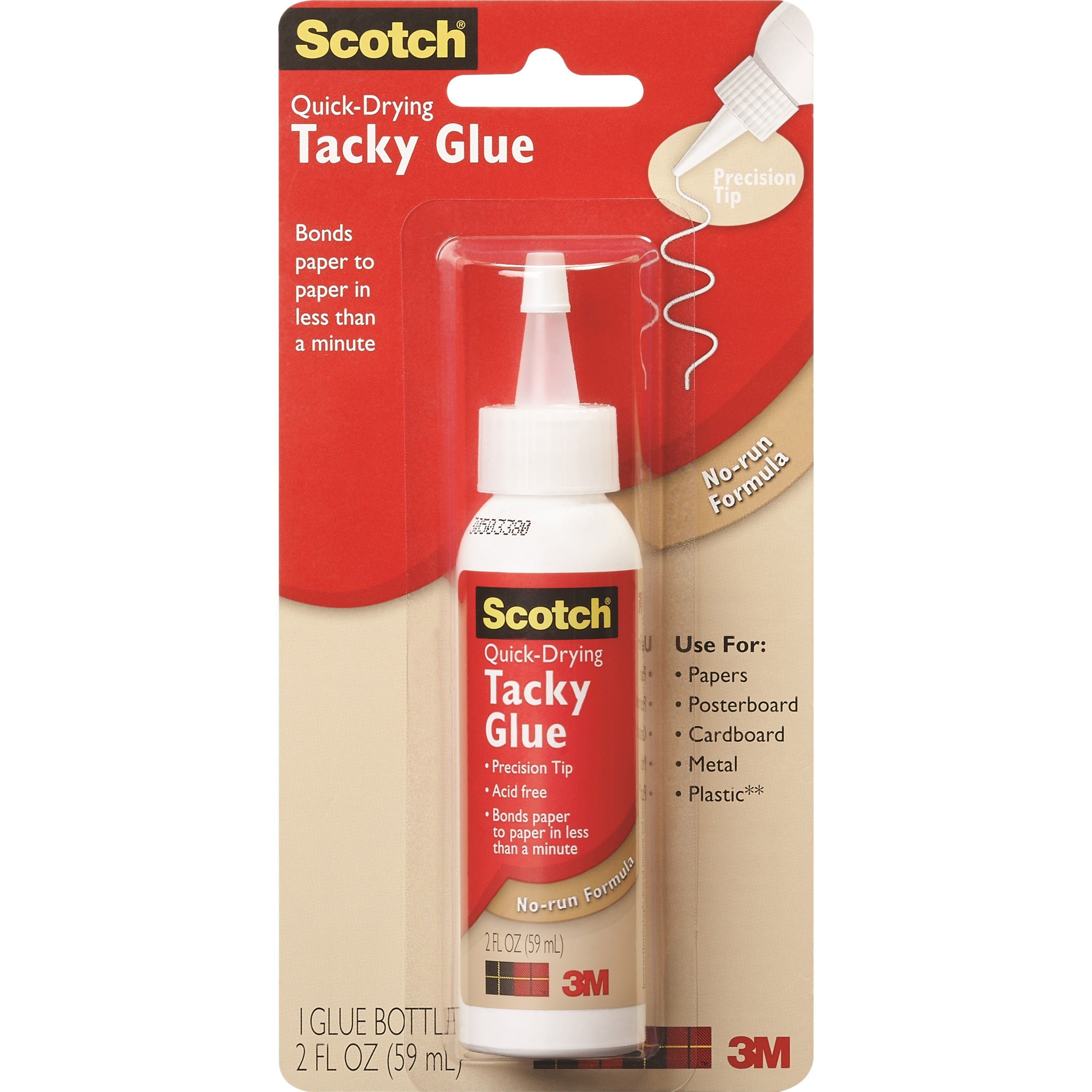 Scotch Quick-drying Tacky Glue - 2 oz - 1 / Pack - Clear - 