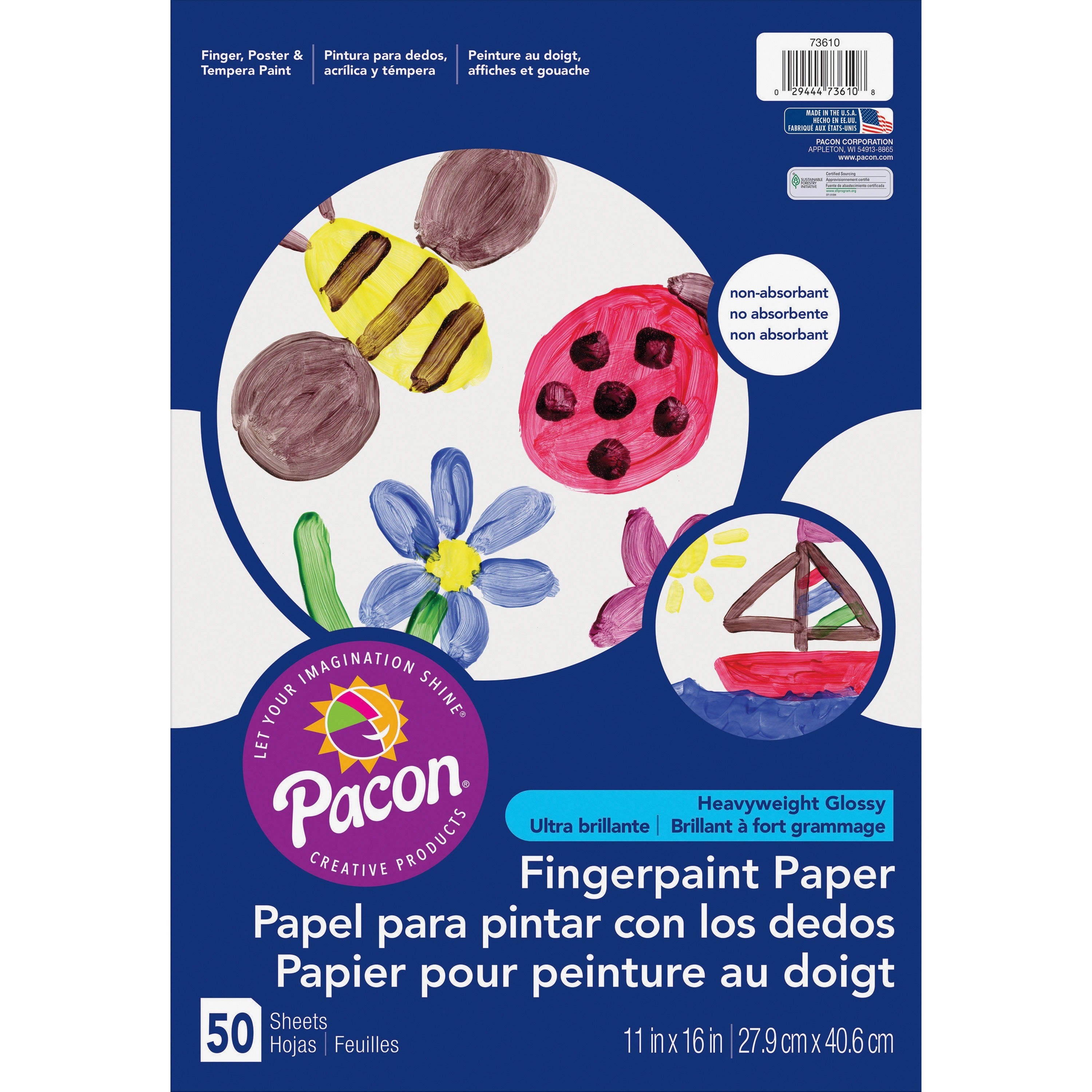 pacon-fingerpaint-paper-50-sheets-11-x-16-white-paper-non-absorbant-bleed-resistant-smear-resistant-1-pack_pac73610 - 1