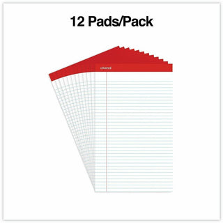 Perforated Ruled Writing Pads, Wide/Legal Rule, Red Headband, 50 White 8.5 x 14 Sheets, Dozen