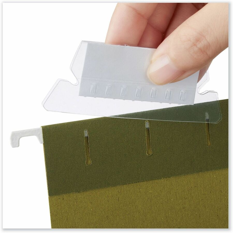 Hanging File Folder Plastic Index Tabs, 1/5-Cut, Clear, 2.25" Wide, 25/Pack