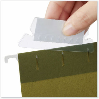 Hanging File Folder Plastic Index Tabs, 1/5-Cut, Clear, 2.25" Wide, 25/Pack