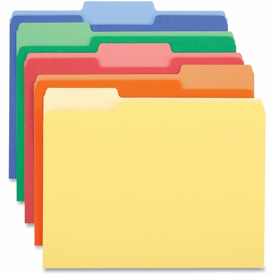 Deluxe Colored Top Tab File Folders, 1/3-Cut Tabs: Assorted, Letter Size, Assorted Colors, 100/Box