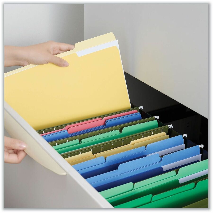 Deluxe Colored Top Tab File Folders, 1/3-Cut Tabs: Assorted, Letter Size, Assorted Colors, 100/Box