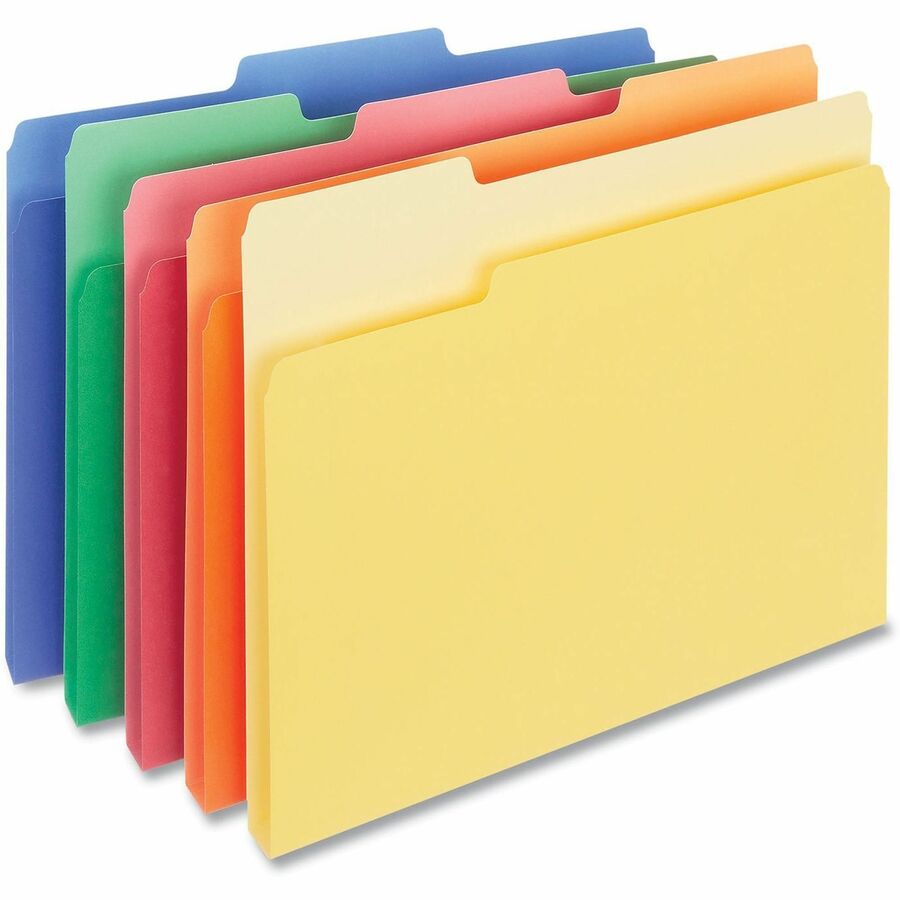 Deluxe Colored Top Tab File Folders, 1/3-Cut Tabs: Assorted, Letter Size, Assorted Colors, 100/Box