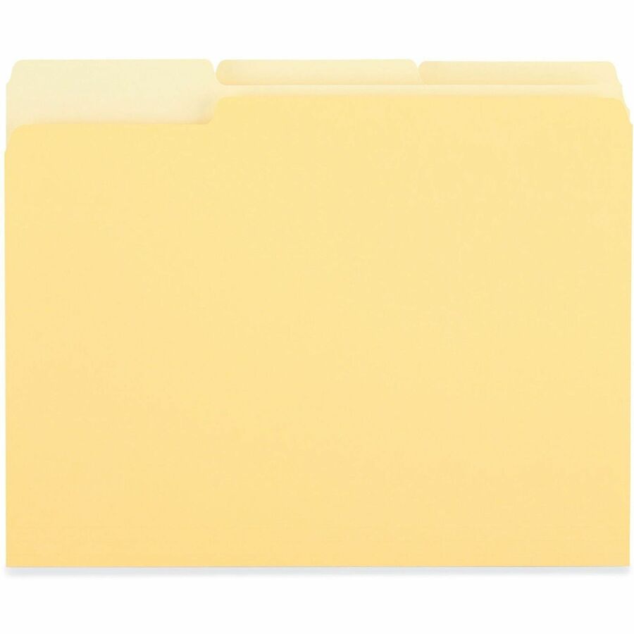 Deluxe Colored Top Tab File Folders, 1/3-Cut Tabs: Assorted, Letter Size, Yellow/Light Yellow, 100/Box