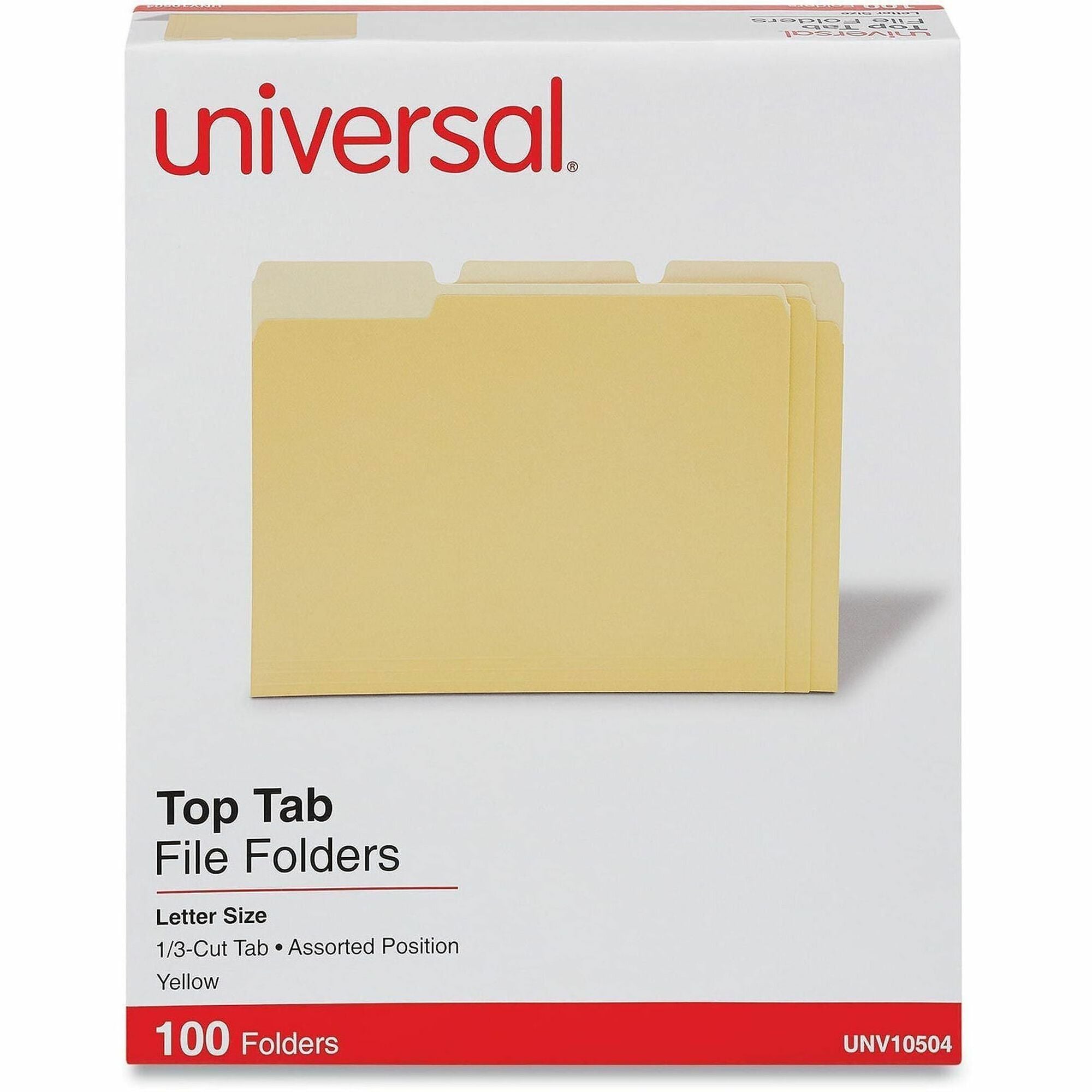 Deluxe Colored Top Tab File Folders, 1/3-Cut Tabs: Assorted, Letter Size, Yellow/Light Yellow, 100/Box