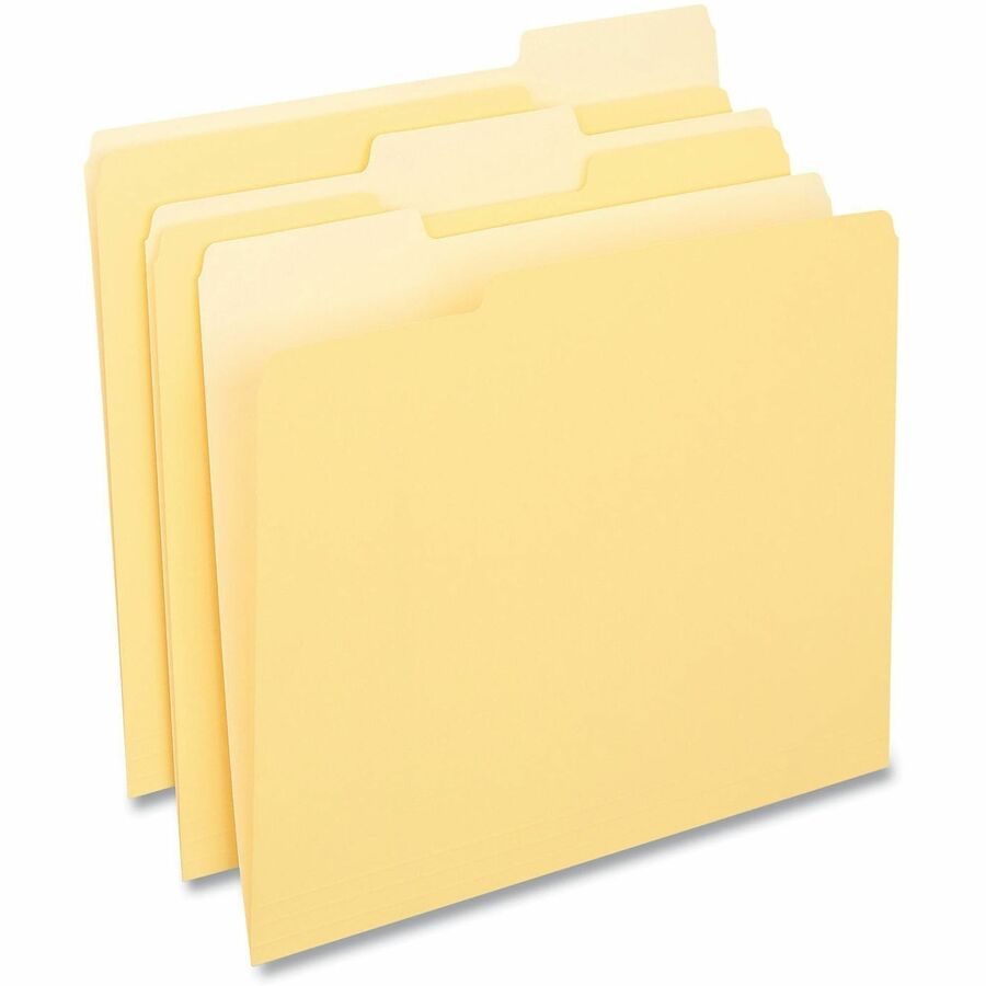 Deluxe Colored Top Tab File Folders, 1/3-Cut Tabs: Assorted, Letter Size, Yellow/Light Yellow, 100/Box