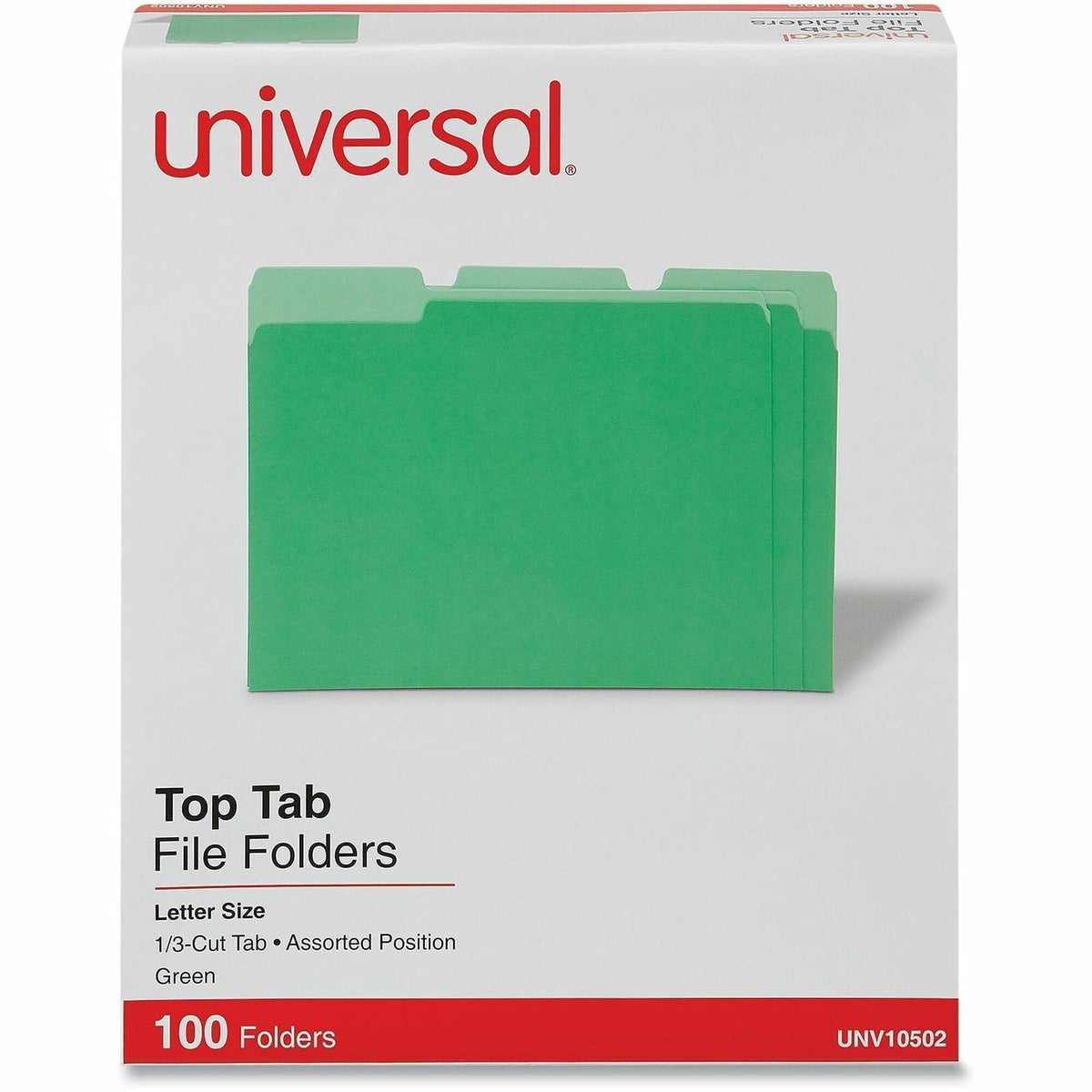 Deluxe Colored Top Tab File Folders, 1/3-Cut Tabs: Assorted, Letter Size, Green/Light Green, 100/Box