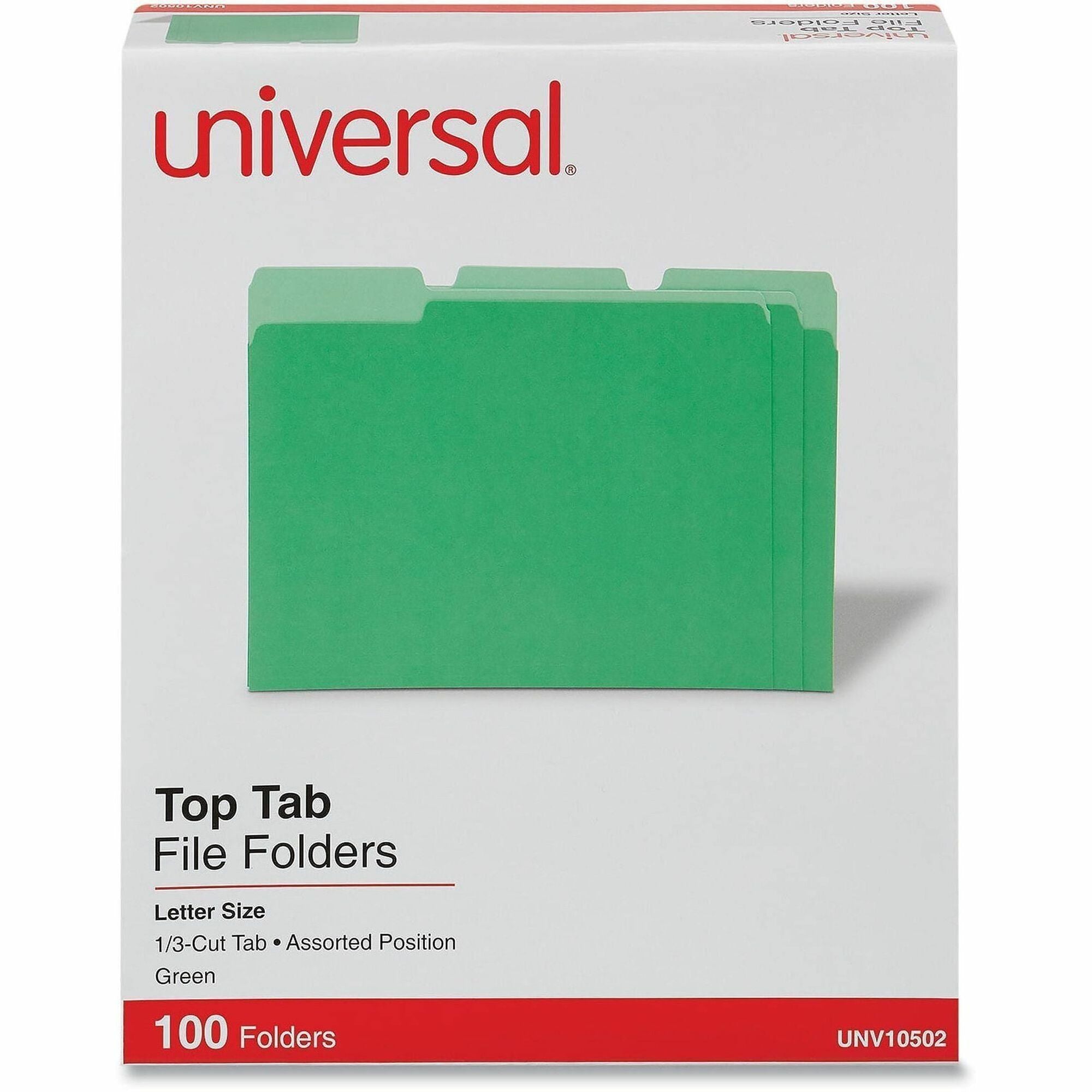 Deluxe Colored Top Tab File Folders, 1/3-Cut Tabs: Assorted, Letter Size, Green/Light Green, 100/Box