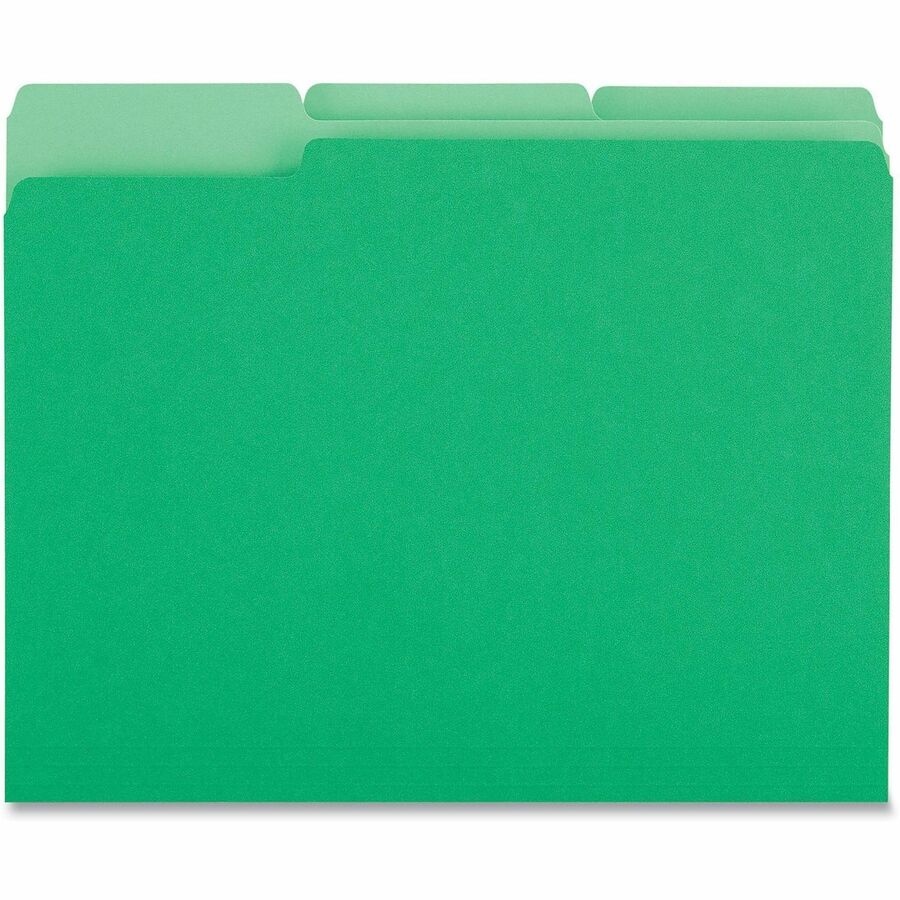Deluxe Colored Top Tab File Folders, 1/3-Cut Tabs: Assorted, Letter Size, Green/Light Green, 100/Box