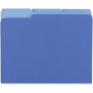 Deluxe Colored Top Tab File Folders, 1/3-Cut Tabs: Assorted, Letter Size, Blue/Light Blue, 100/Box
