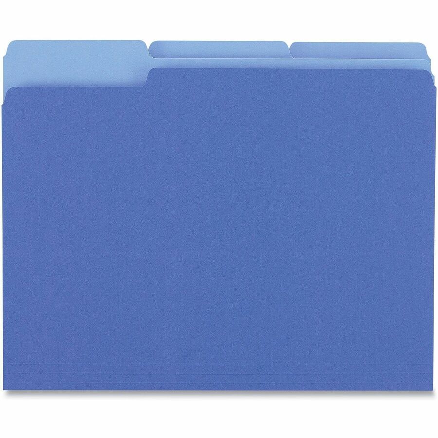 Deluxe Colored Top Tab File Folders, 1/3-Cut Tabs: Assorted, Letter Size, Blue/Light Blue, 100/Box