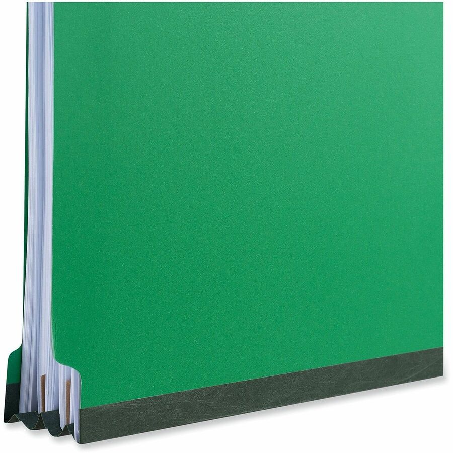 Bright Colored Pressboard Classification Folders, 2" Expansion, 2 Dividers, 6 Fasteners, Letter Size, Emerald Green, 10/Box