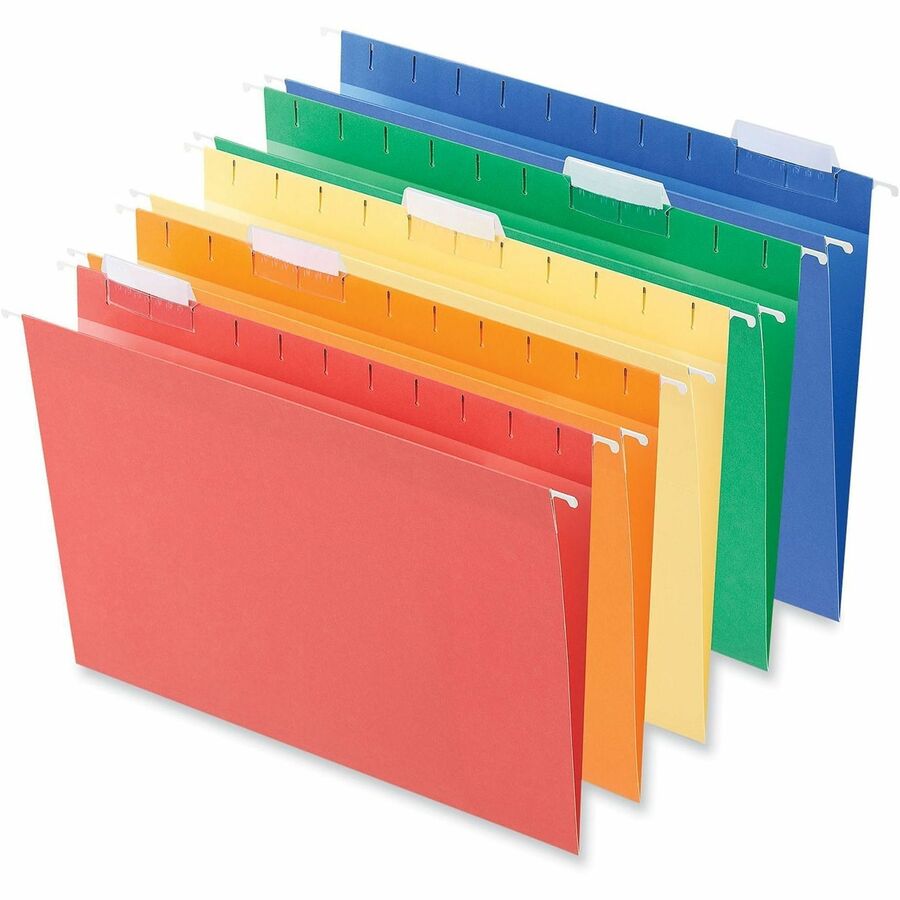 Deluxe Bright Color Hanging File Folders, Letter Size, 1/5-Cut Tabs, Assorted Colors, 25/Box