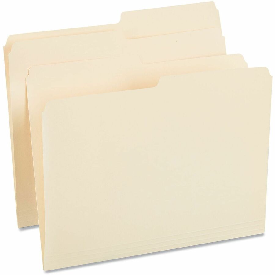 Top Tab File Folders, 1/2-Cut Tabs: Assorted, Letter Size, 0.75" Expansion, Manila, 100/Box