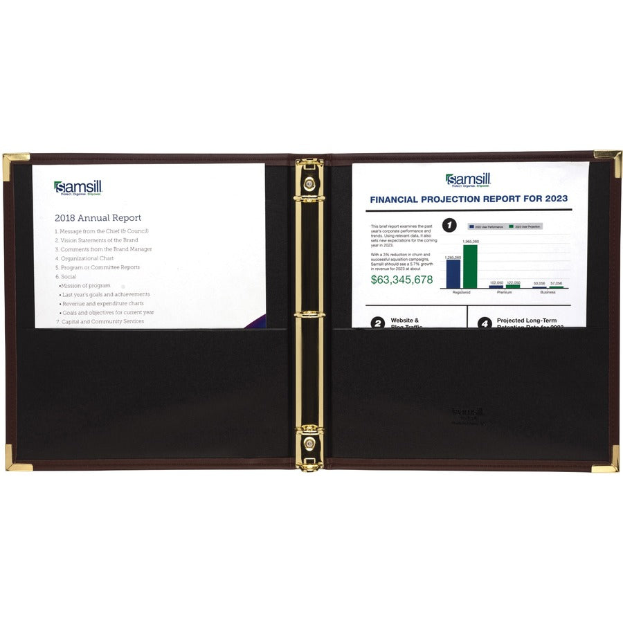 Classic Collection Ring Binder, 3 Rings, 1" Capacity, 11 x 8.5, Burgundy