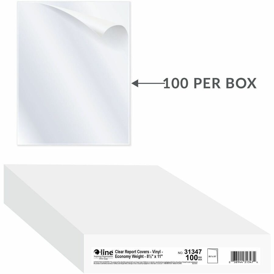 Vinyl Report Covers, Sliding Bar, 8.5 x 11, Clear/Clear, 100/Box