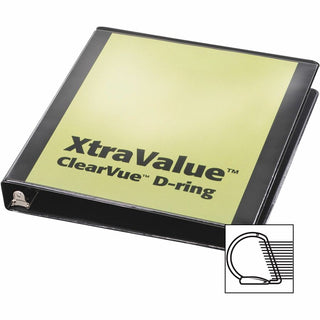 Performer ClearVue Slant-D Ring Binder, 3 Rings, 1" Capacity, 11 x 8.5, Black
