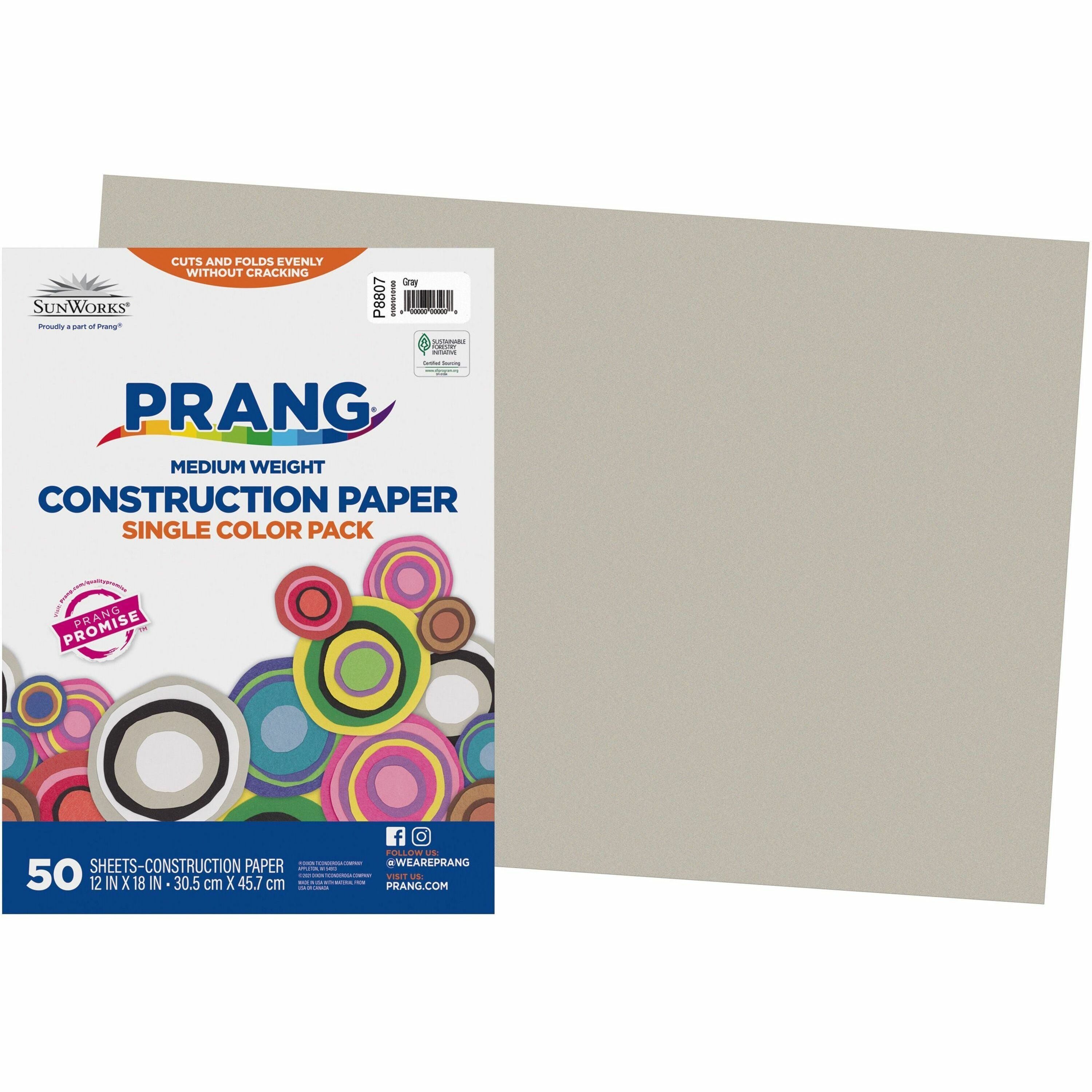 Prang Construction Paper - Multipurpose - 18"Width x 12"Length - 50 / Pack - Gray - Groundwood - 1