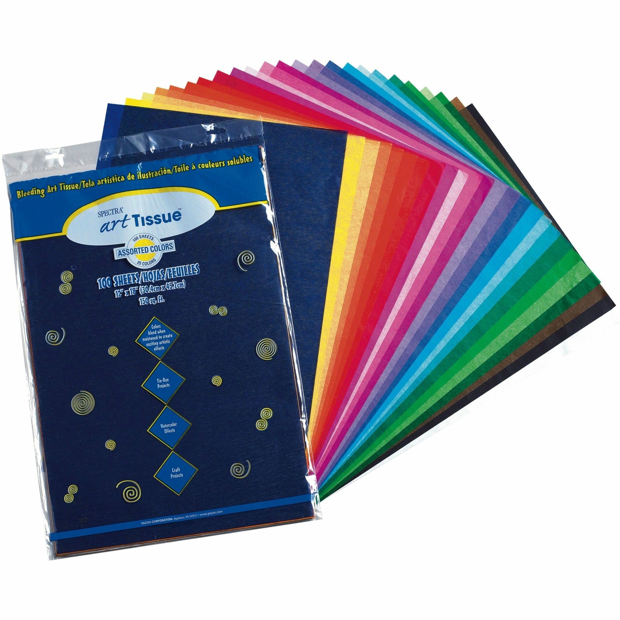 Spectra Art Tissue, 23 lb Tissue Weight, 12 x 18, Assorted, 100/Pack
