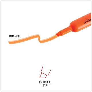 Desk Highlighters, Fluorescent Orange Ink, Chisel Tip, Orange Barrel, Dozen