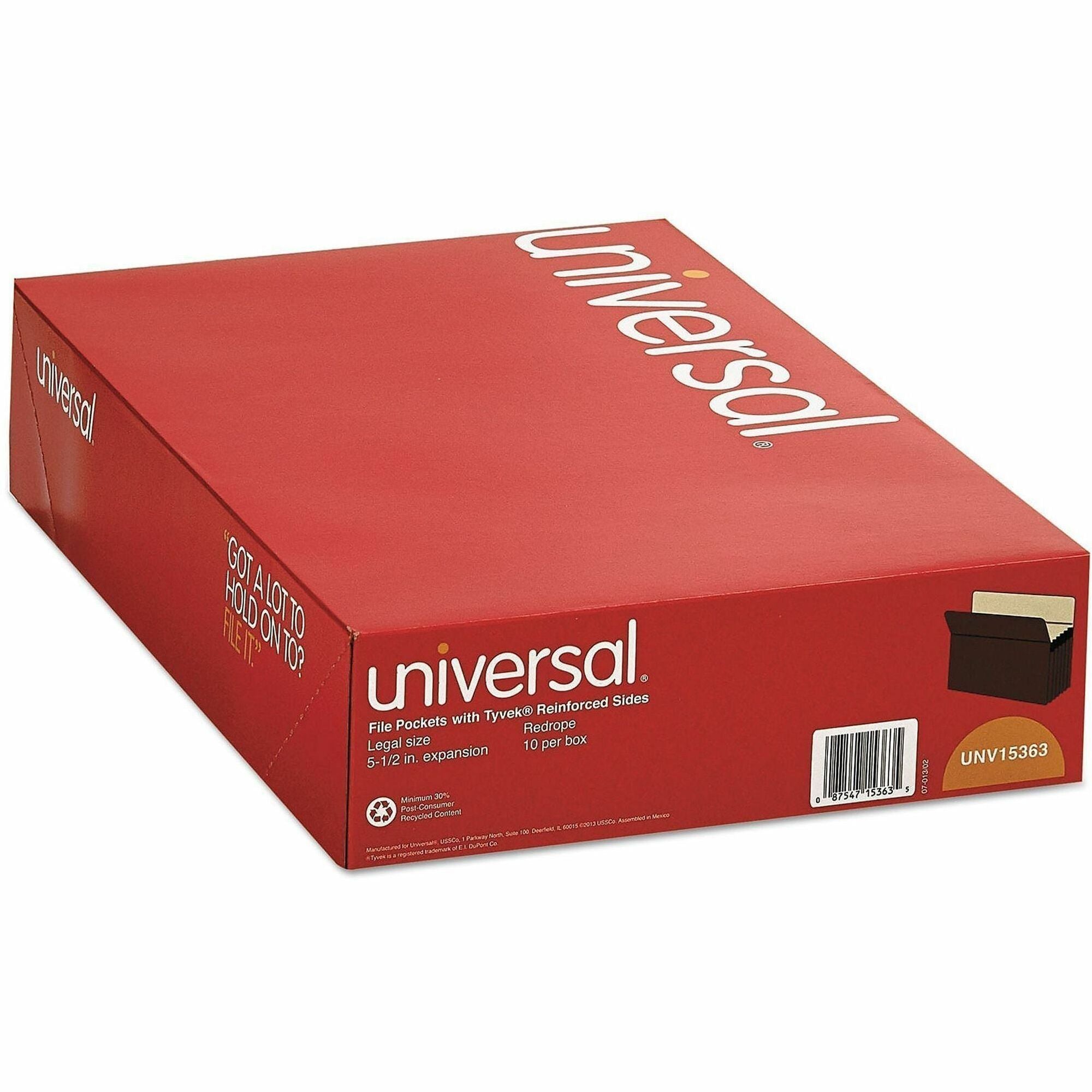 Redrope Expanding File Pockets, 5.25" Expansion, Legal Size, Redrope, 10/Box