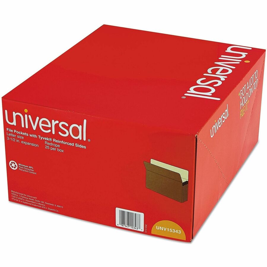Redrope Expanding File Pockets, 3.5" Expansion, Letter Size, Redrope, 25/Box