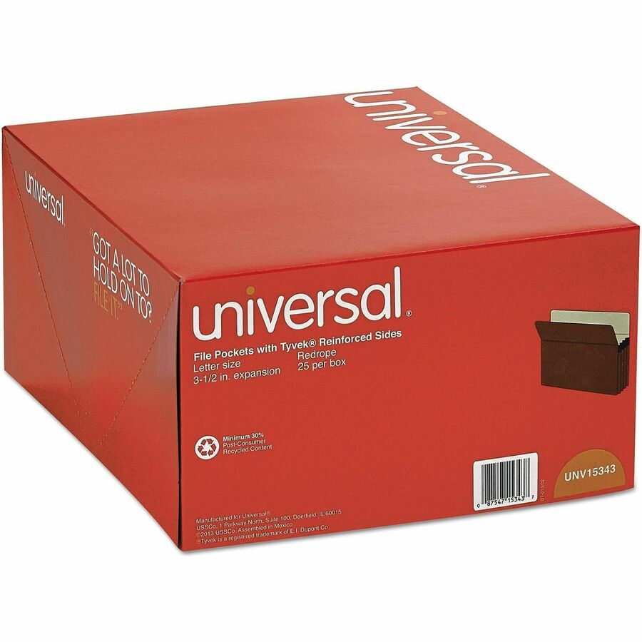 Redrope Expanding File Pockets, 3.5" Expansion, Letter Size, Redrope, 25/Box